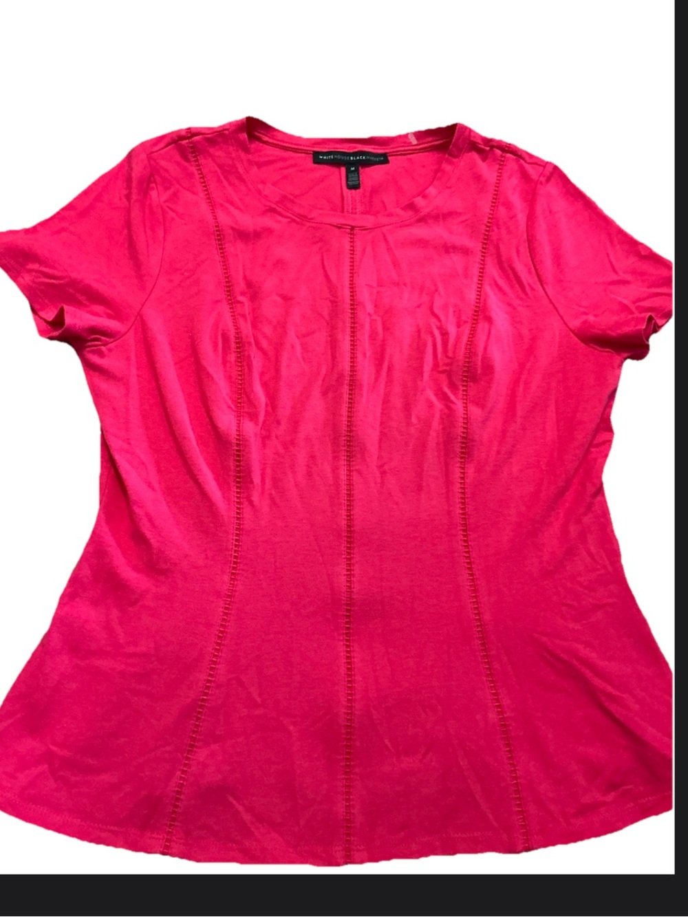 White House Black Market Pink Short-Sleeve Scoop Neck Top